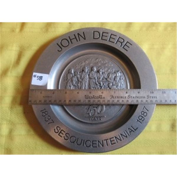 PEWTER JOHN DEERE SESQUICENTENNIAL PLATE