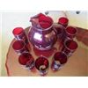 Image 1 : CAPE COD RUBY PITCHER WITH DESIGN & 8 GLASSES