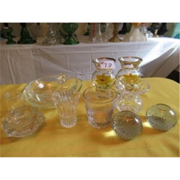 VASES, CANDLE HOLDERS, BOWLS, ETC (APPROX 10 PIECES)