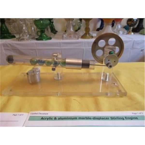 ACRYLIC & ALUMINUM MARBLE DISPLACER STIRLING ENGINE
