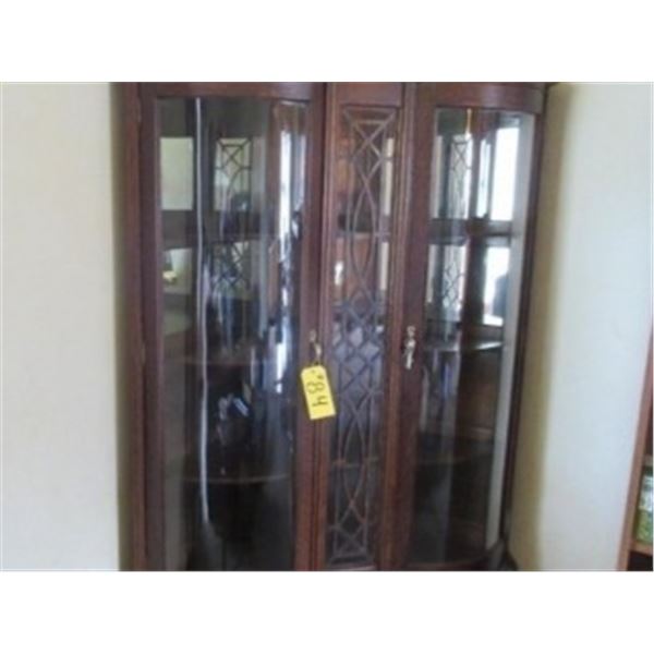 ANTIQUE CURVED FRONT 2 DOOR CHINA CABINET