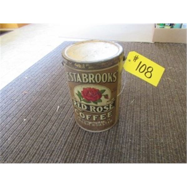 RED ROSE ESTABROOKS COFFEE TIN WITH LID