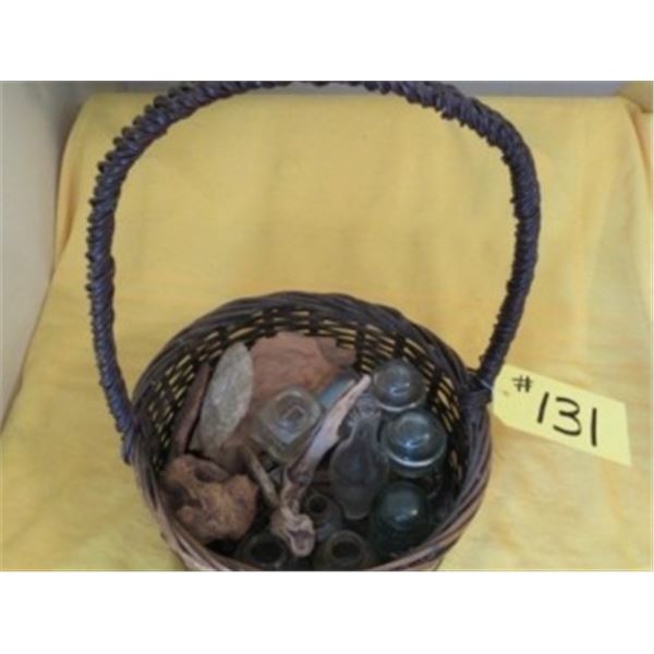 BASKET WITH INSULATORS, ETC