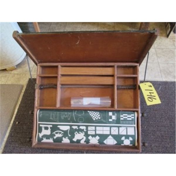 COLLECTIBLE CHILD'S FLIP TOP DESK WITH CHAULKBOARD