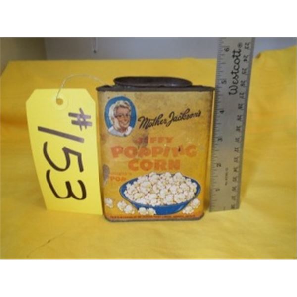 MOTHER JACKSONS JIFFY POPPING CORN TIN WITH LID