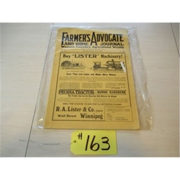 FARMER'S ADVOCATE JOURNAL "LISTER MACHINERY"