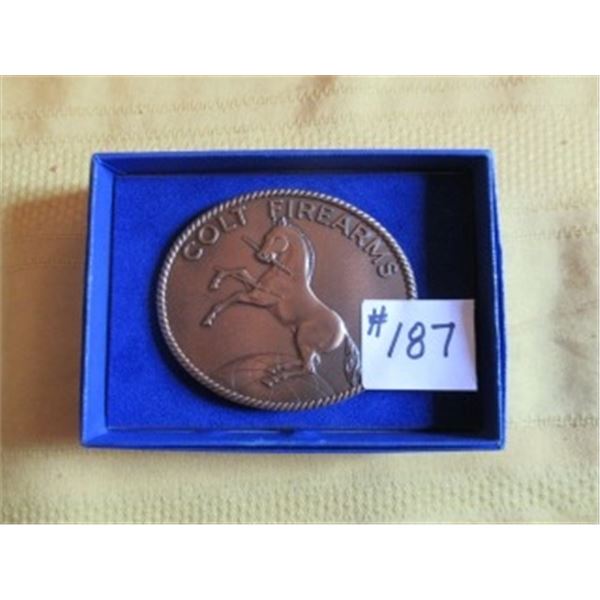 "COLT FIREARMS" BELT BUCKLE IN ORIGINAL BOX