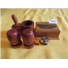 Image 1 : COLLECTIBLE WOOD JEWELRY BOX, DICE, SALT & PEPPER SHAKERS, ETC