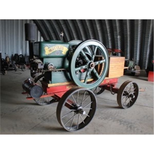 HERCULES ON HORSE DRAWN CART C/W CLUTCH & BELT PULLEY