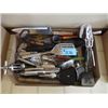 Image 1 : BOX WITH ASSORTED KITCHEN UTENSILS INCLUDING KNIVES, HAND BEATERS