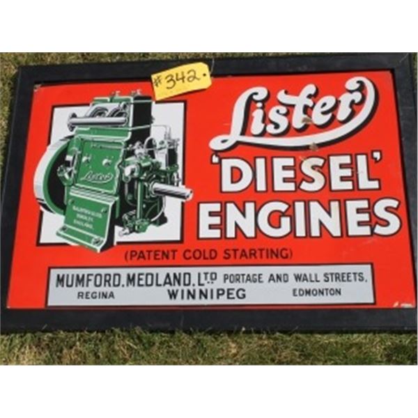 FRAMED LISTER DIESEL ENGINE METAL SIGN