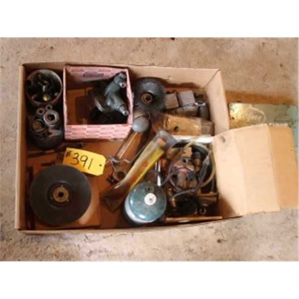 BOX OF PROPANE TANKS, WRENCHES, SET OF HOLE PUNCHES,