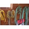 Image 2 : EXTENSION CORDS, ROPE, GARDEN HOSE, COME A LONG (HANGING ON WALL)