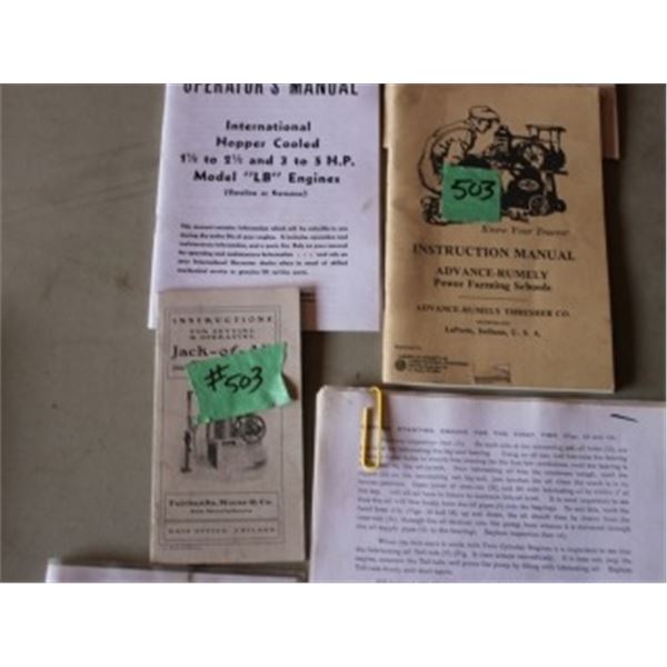4 COLLECTOR ENGINE MANUALS (IH, RUMLEY)
