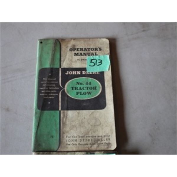 NO 44 TRACTOR PLOW & OLIVER MANUALS