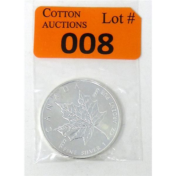 1 Oz .9999 Fine Silver 2008 Canada Maple Leaf Coin