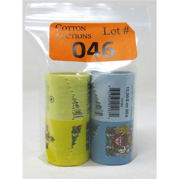 Two Special Wrap Rolls of Canadian 50¢ Coins