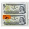 Image 1 : Rare Uncut Pair of 1973 BAX Replacement $1 Bills