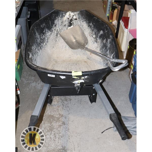 LARGE WHEEL BARROW AND METAL SHOVEL