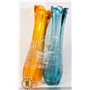 Image 1 : 2 DECORATIVE GLASSWARE; COLOR- ORANGE, BLUE