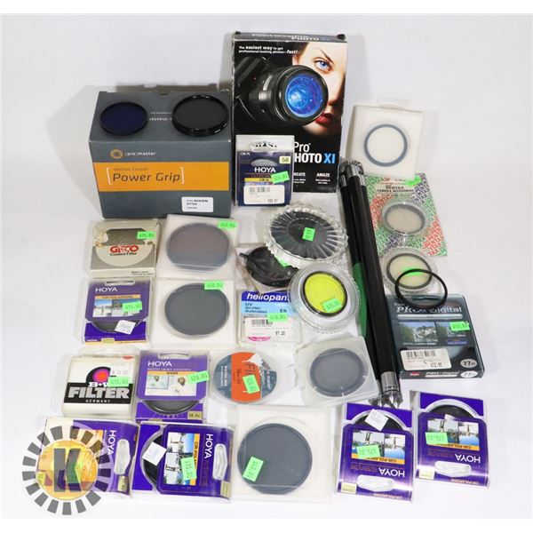BOX OF CAMERA ACCESSORIES