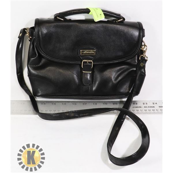 LIZ CLAIBORNE BLACK LEATHER SATCHEL
