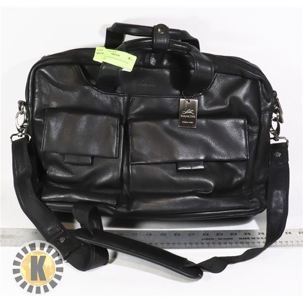 NEW MANCINI BLACK LEATHER BRIEFCASE