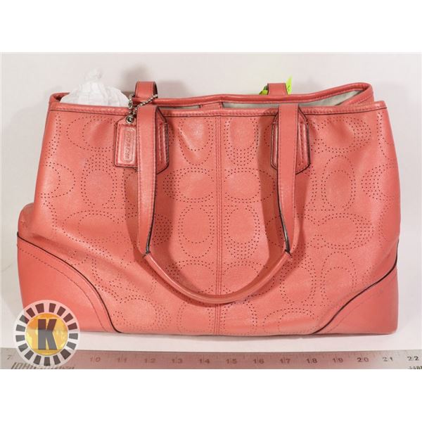 COACH LASER PERF SALMON LEATHER BAG