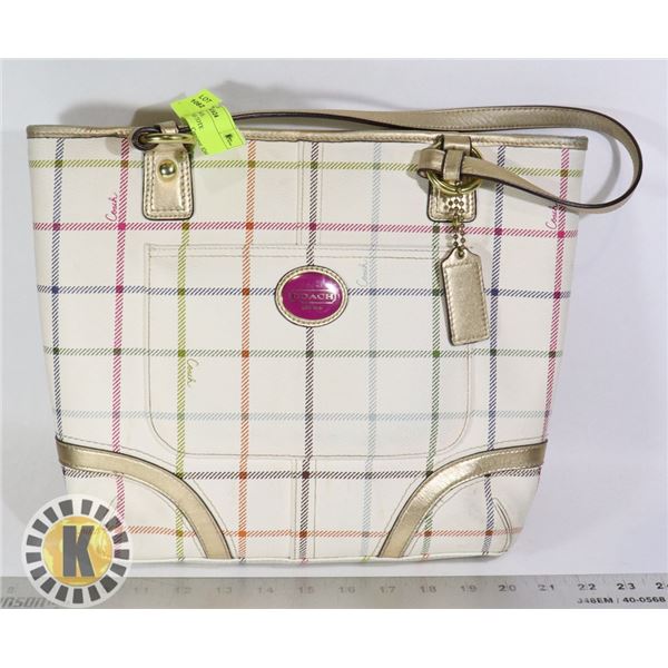 COACH TATTERSOL LEATHER/CANVAS TOTE