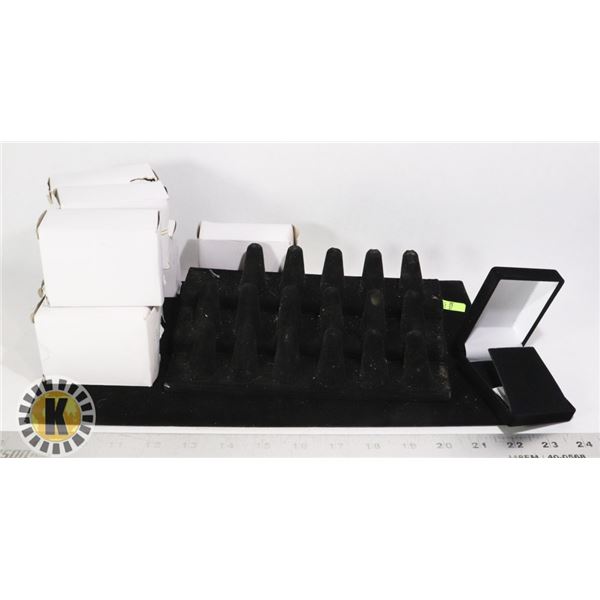 1 JEWELRY STANDS AND 9 JEWELRY STORAGE BOXES