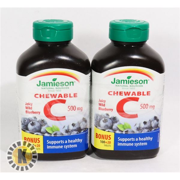 TWO BOTTLES OF JAMIESON CHEWABLE VITAMIN C