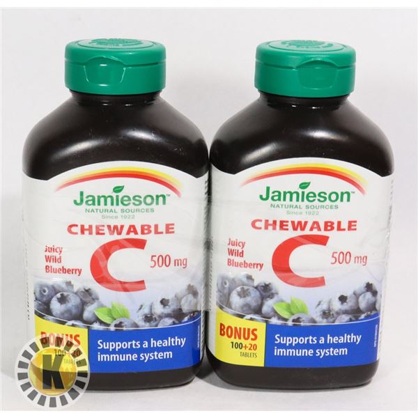 TWO BOTTLES OF JAMIESON CHEWABLE VITAMIN C