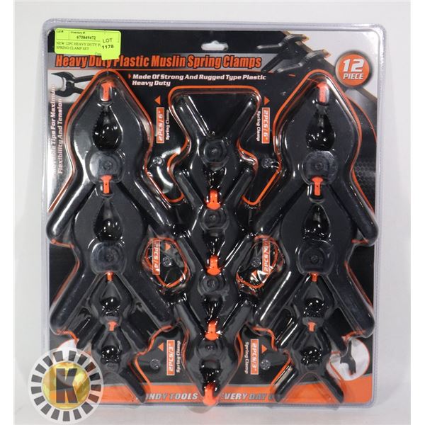 NEW 12PC HEAVY DUTY PLASTIC SPRING CLAMP SET
