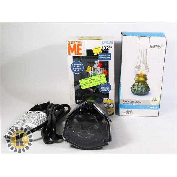 1 MINIONS SWIRLING LIGHT & 1 BLOW FASHION LIGHT