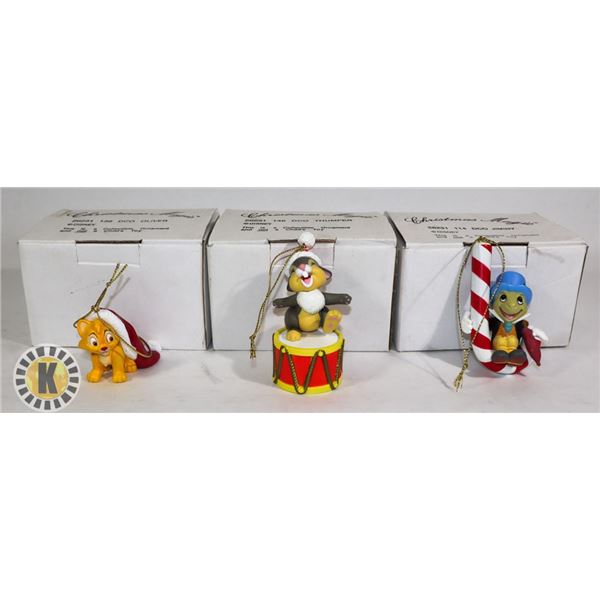 3 CHRISTMAS ORNAMENTS- 2 DOC PINOCCHIO AND 1 DOC OLIVER