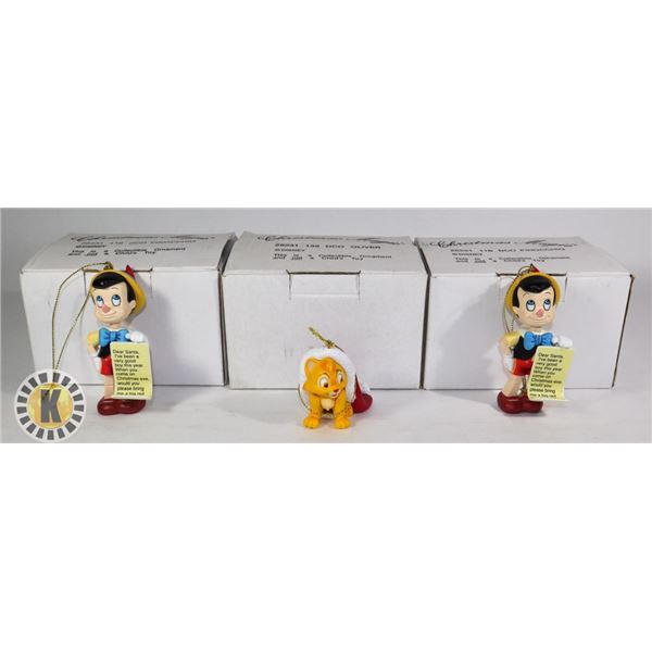 3 CHRISTMAS ORNAMENTS-OLIVER, JIMINY, AND THUMPER