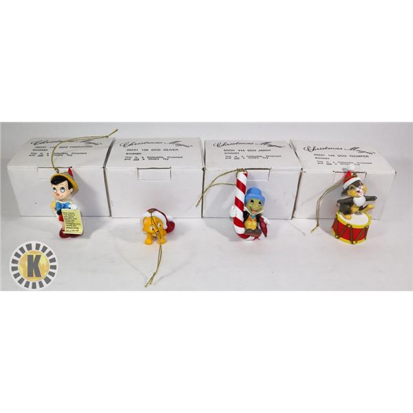 CHRISTMAS ORNAMENTS-OLIVER, JIMINY, PINOCCHIO & THUMPER
