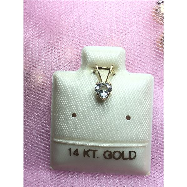 14K YELLOW GOLD AQUAMARINE PENDANT