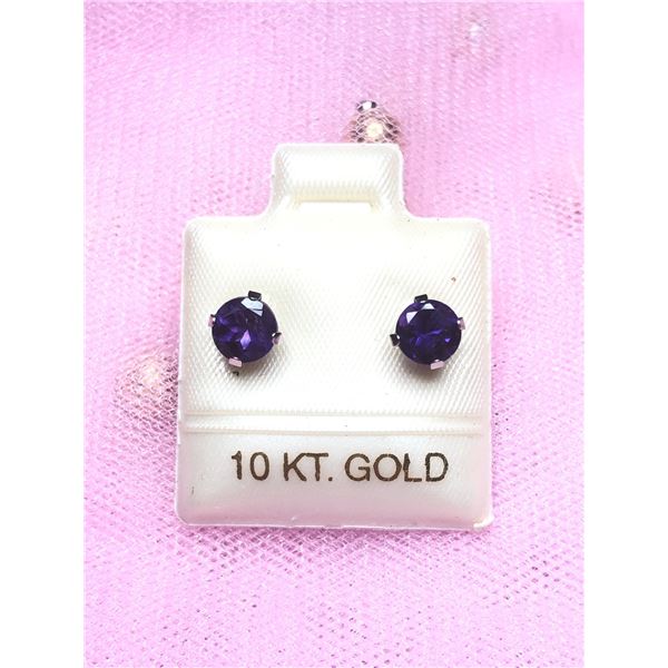 10K WHITE GOLD AMETHYST (1CT) EARRINGS