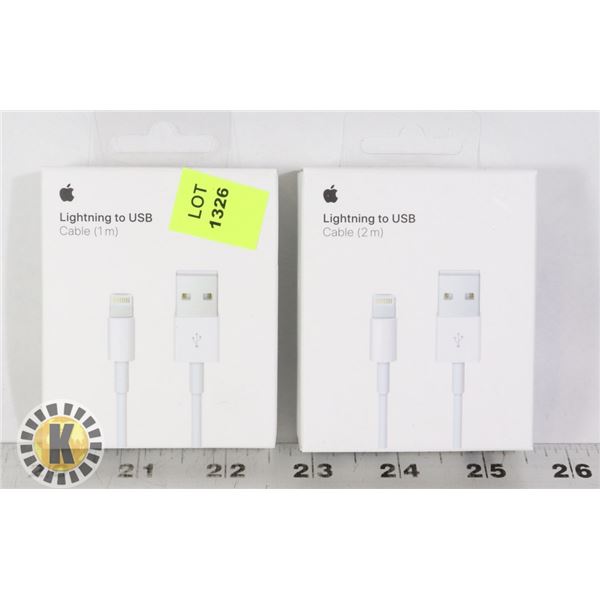 TWO CHARGE CABLES FOR APPLE PRODUCTS
