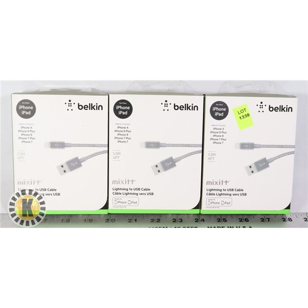 BUNDLE OF THREE CHARGE CABLES FOR APPLE PHONES