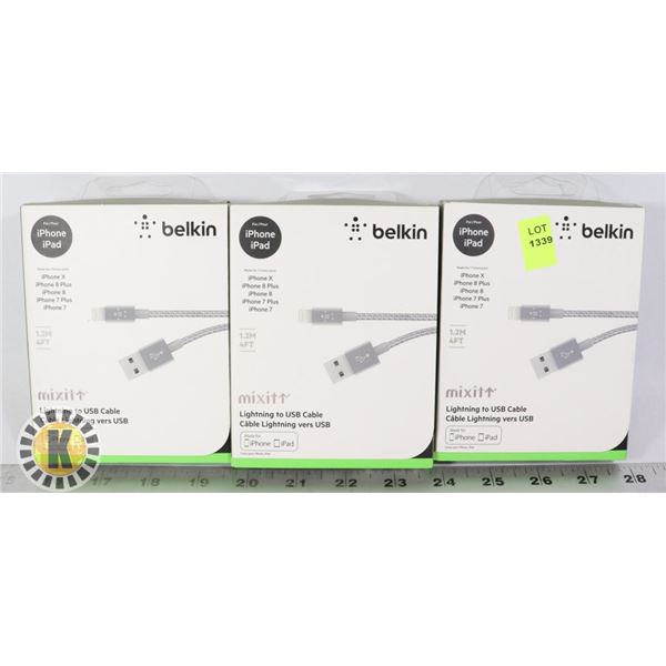 BUNDLE OF THREE CHARGE CABLES FOR APPLE PHONES