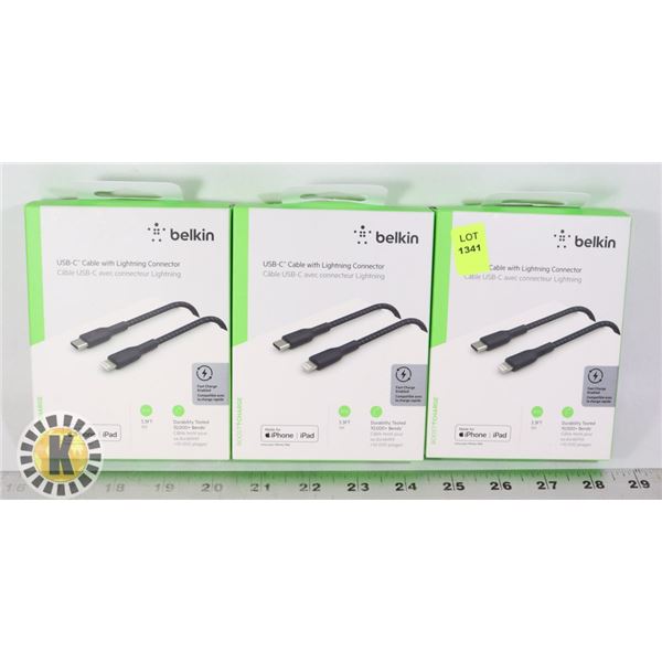 BUNDLE OF THREE CHARGE CABLES FOR APPLE PHONES