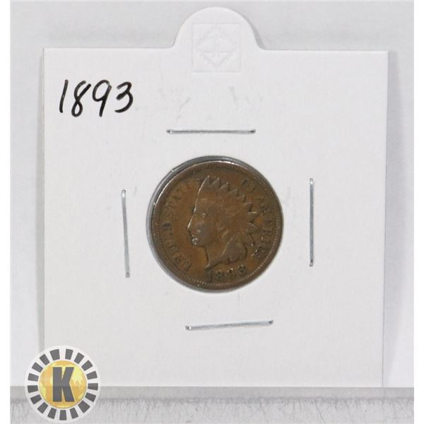 1893 OLD USA INDIAN HEAD ONE CENT COIN