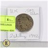 Image 1 : 1, .500 SILVER UK 1942 2 SHILLINGS COIN