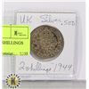 Image 1 : 1, .500 SILVER UK 1944 2 SHILLINGS COIN