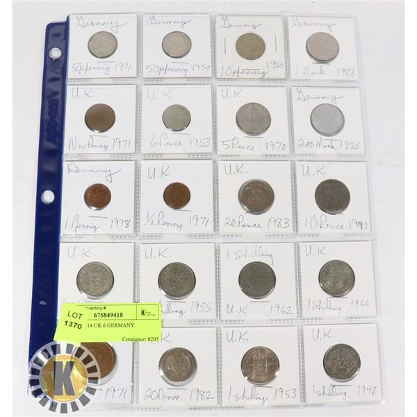 20 COINS 14 UK 6 GERMANY