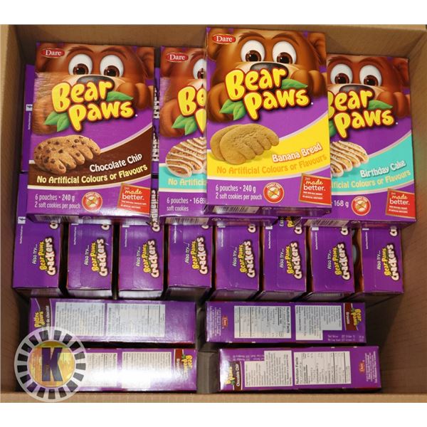 BOX OF ASSORTED BEAR PAWS SNACKS