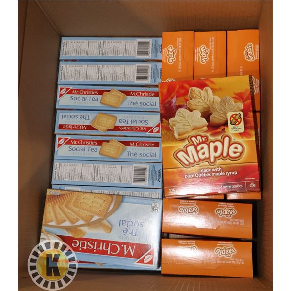 BOX OF SOCIAL TEA, AND MAPLE COOKIES