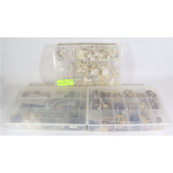 3 CASES OF BUTTONS FROM VINTAGE JEWELRY MAKING